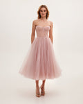 Robe de Soirée en Tulle Rose Poudré – Bustier Élégant Rose / S MAX FOR ME