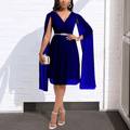 Robe de Soirée Mi-longue à Manches Fluides 