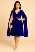 Robe de Soirée Mi-longue à Manches Fluides Bleu / S MAX for ME