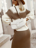 Robe en tricot pour femme - Texture côtelée - Manches longues - Coupe midi moulante - Élégante et confortable MAX FOR ME