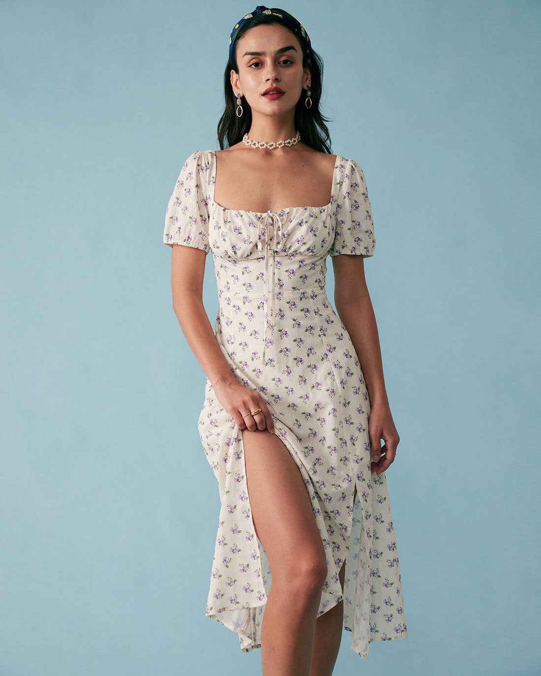 Robe Fleurie Midi avec Fente – Fraîcheur Romantique et Coupe Flat Hourglass MAX FOR ME
