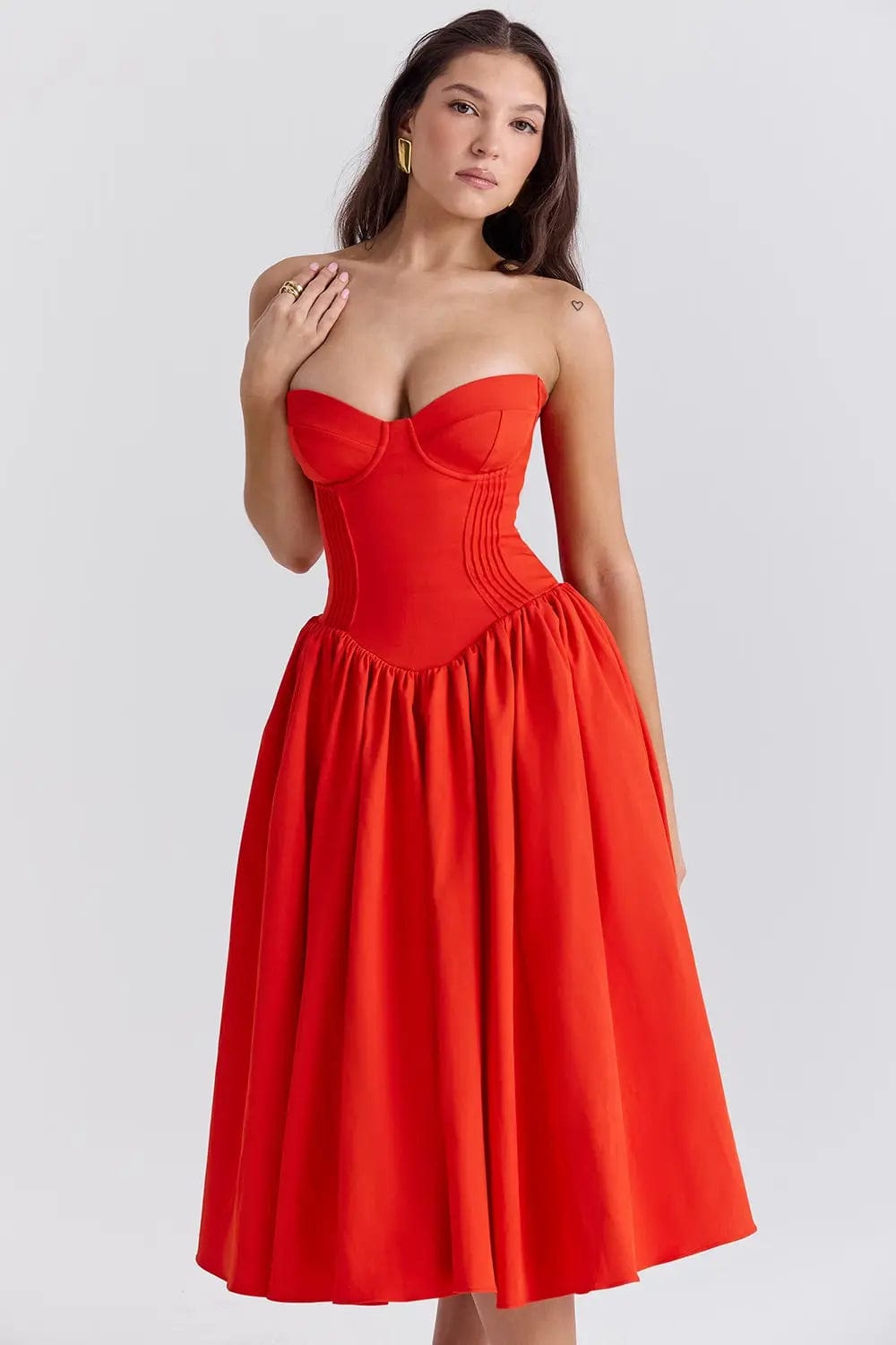 MAX for ME Robe Lilas en twill doux avec jupe volumineuse