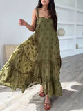Robe longue à volants fleurie ligne A - romantisme décontracté en couches MAX FOR ME