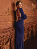 Robe Longue Ajustée Dos Dénudé – Silhouette Élancée et Détails Élégants MAX FOR ME
