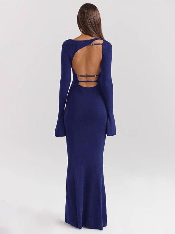 Robe Longue Ajustée Dos Dénudé – Silhouette Élancée et Détails Élégants MAX FOR ME