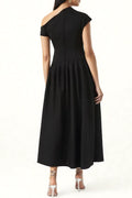 Robe Longue Asymétrique en Jersey – Élégance Structurée et Confort Moderne MAX FOR ME