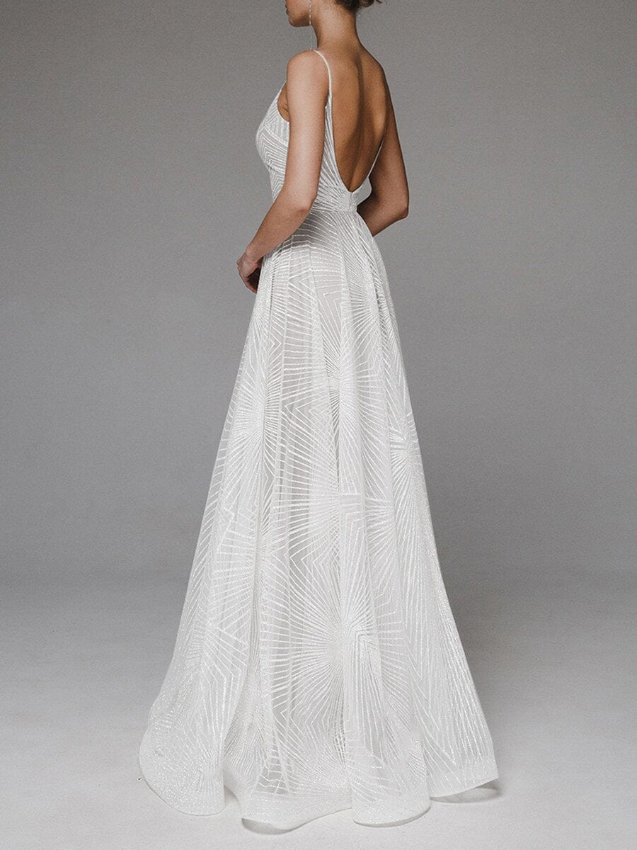 Robe Longue brodée blanche – Encolure dos en V et silhouette fluide d’été Blanc / S MAX FOR ME