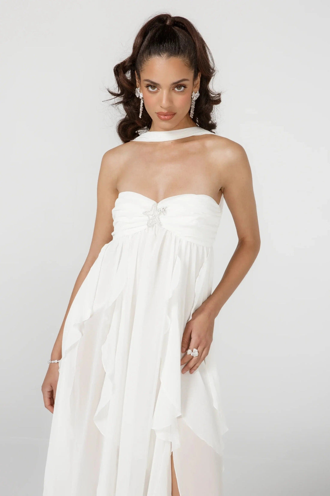 MAX for ME Robe longue Elisa avec volants et dos nu