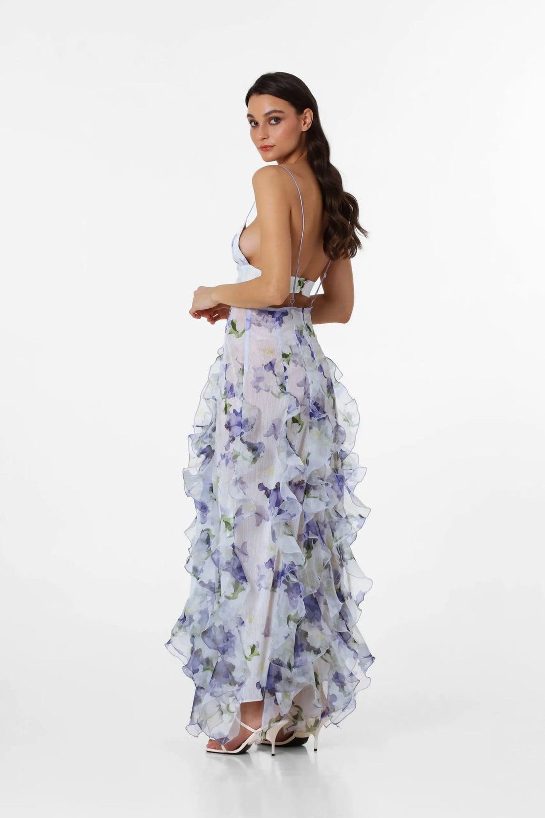 MAX for ME Robe longue Ella en georgette légère avec volants