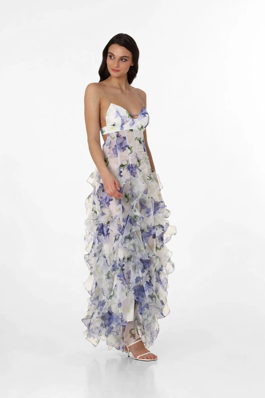 MAX for ME Robe longue Ella en georgette légère avec volants