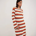 Robe longue femme bohème rayée évasée à manches longues – Élégance estivale polyvalente MAX FOR ME