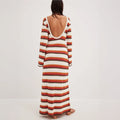 Robe longue femme bohème rayée évasée à manches longues – Élégance estivale polyvalente MAX FOR ME