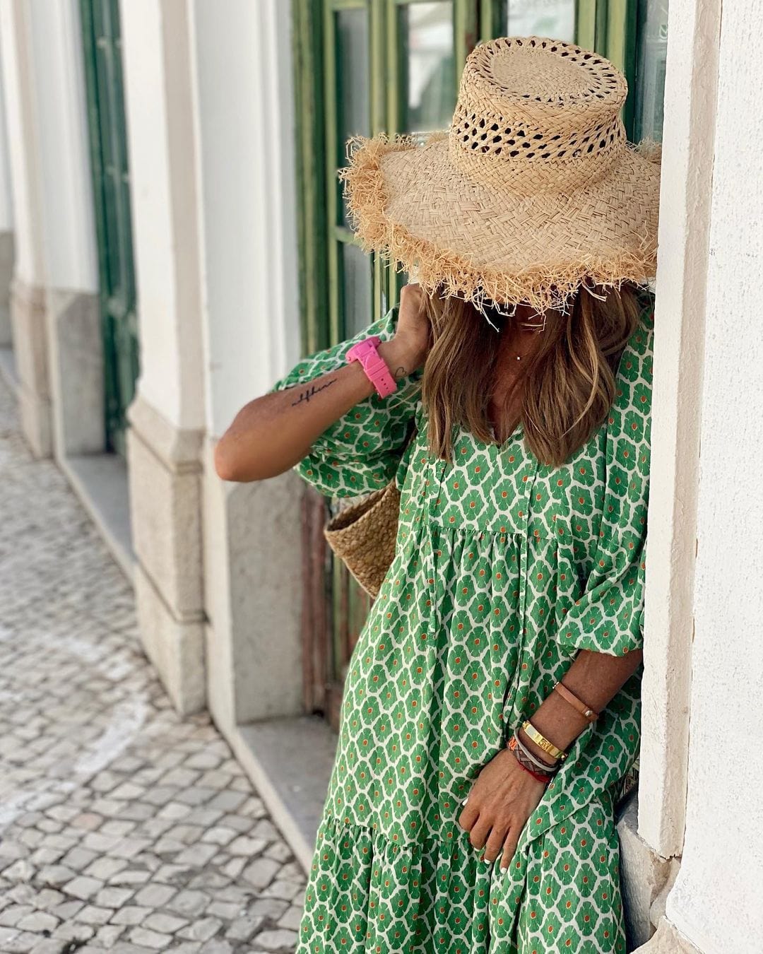 Robe Longue Femme Bohème Verte Imprimée – Coupe Fluide et Décontractée MAX FOR ME