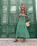 Robe Longue Femme Bohème Verte Imprimée – Coupe Fluide et Décontractée MAX FOR ME