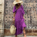 Robe Longue Femme Bohème Verte Imprimée – Coupe Fluide et Décontractée Violet / S MAX FOR ME
