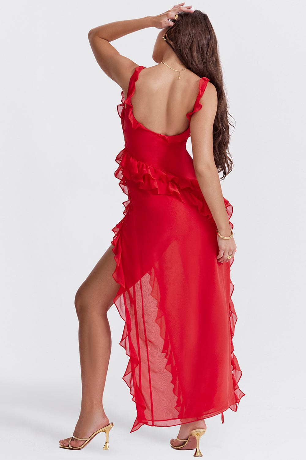 Robe Longue Femme Fendue Volants MAX FOR ME