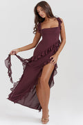 Robe Longue Femme Fendue Volants MAX FOR ME