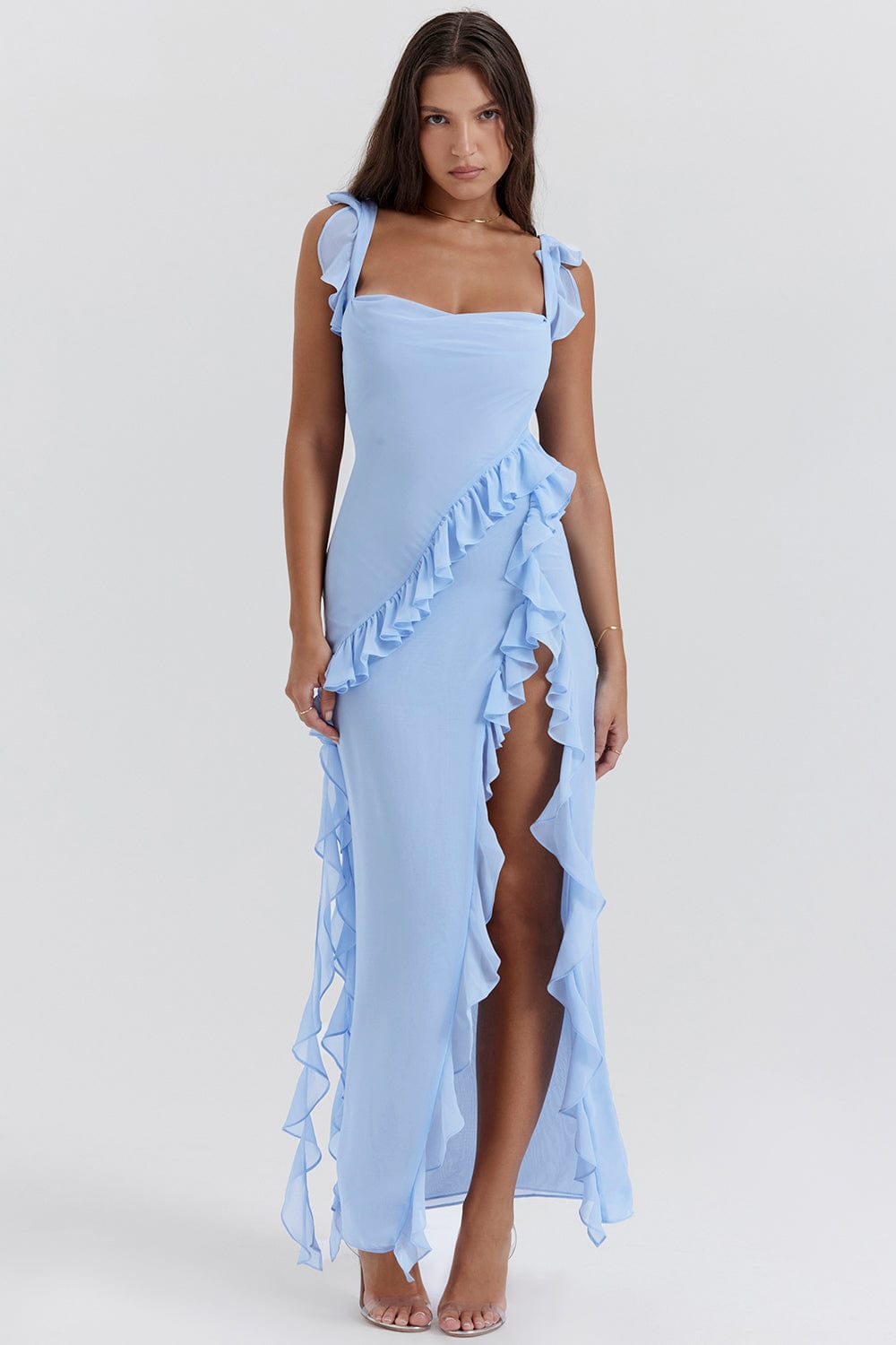 Robe Longue Femme Fendue Volants MAX FOR ME