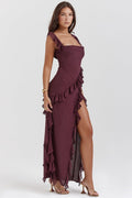 Robe Longue Femme Fendue Volants MAX FOR ME