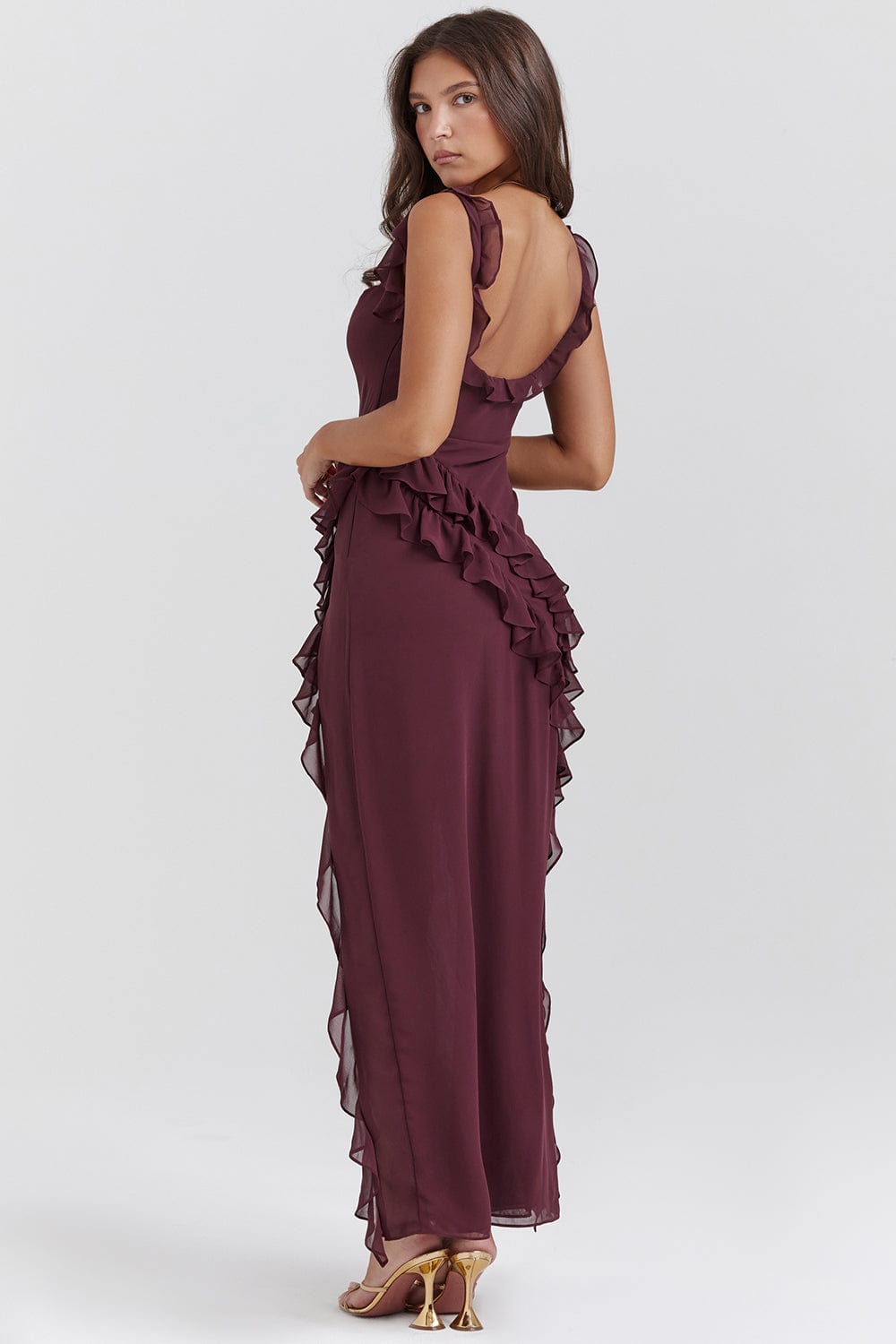 Robe Longue Femme Fendue Volants MAX FOR ME
