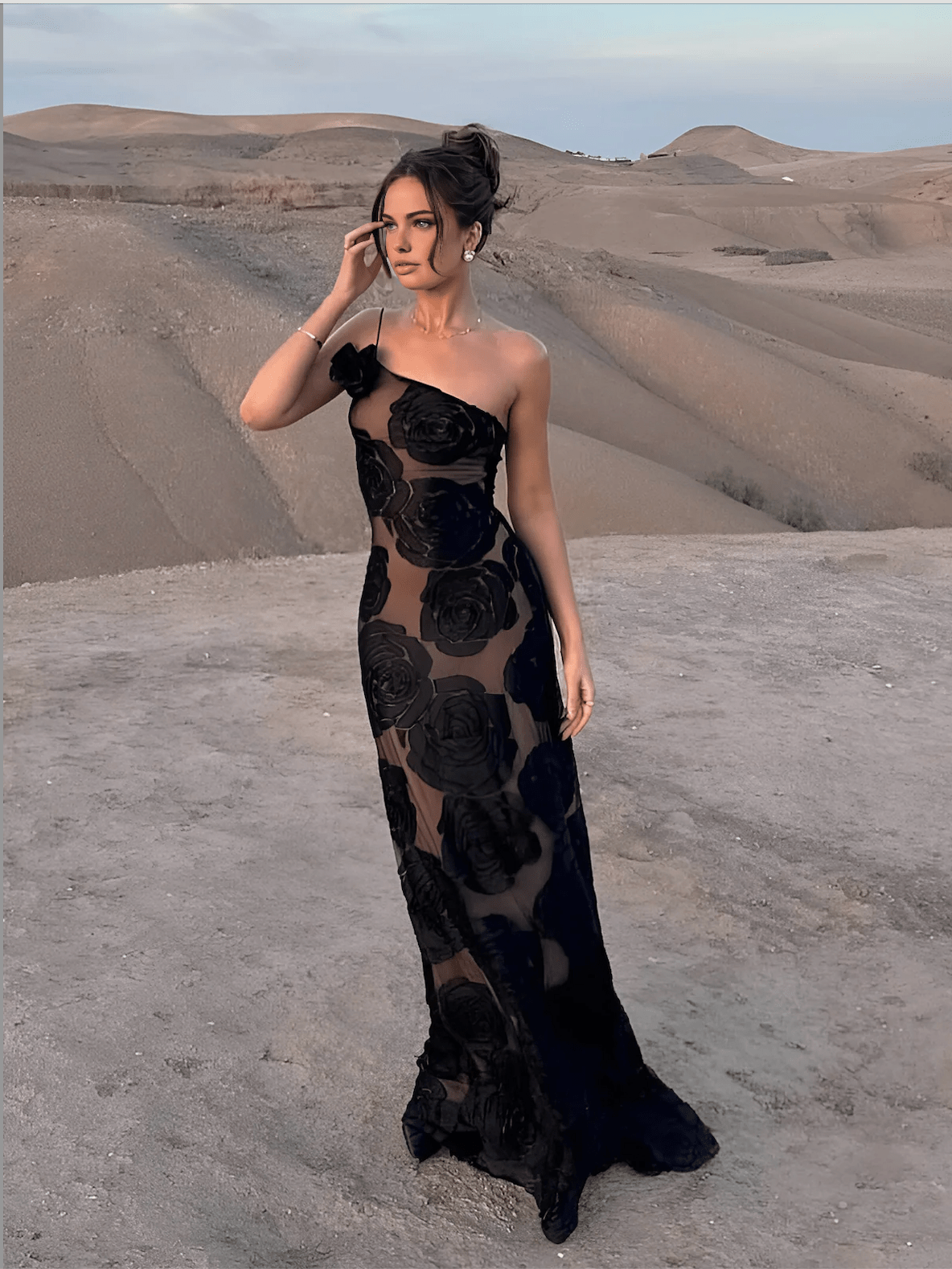 Robe Longue Femme Fleurie Taille M Tulle Transparent Élégante MAX FOR ME