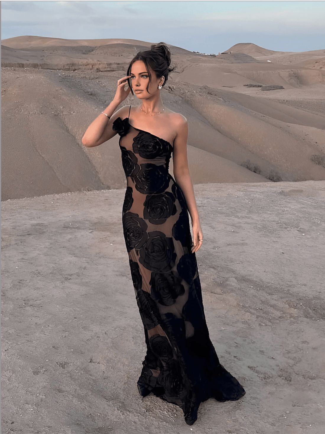 Robe Longue Femme Fleurie Taille M Tulle Transparent Élégante MAX FOR ME