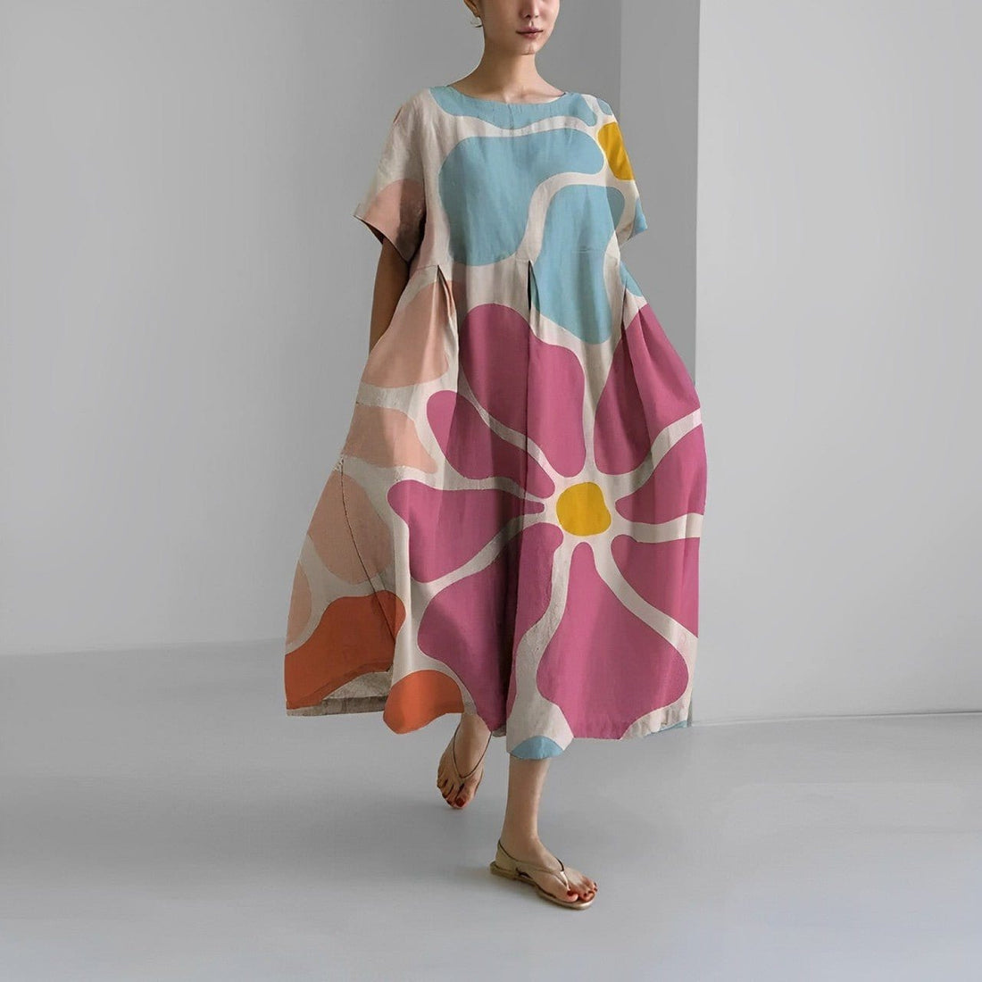 Robe Longue Femme Fleurie Top été – Coupe Évasée MAX FOR ME