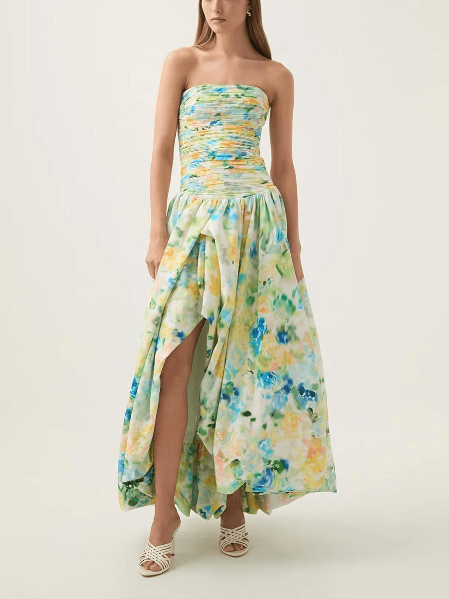 Robe Longue Femme Imprimée Sans Bretelles MAX FOR ME