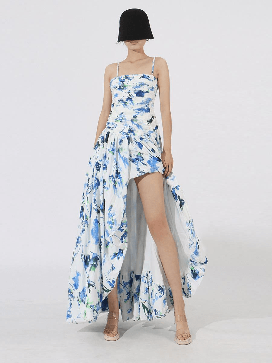 Robe Longue Femme Imprimée Sans Bretelles Bleu ciel / S MAX FOR ME