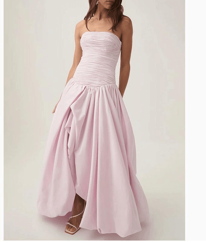 Robe Longue Femme Imprimée Sans Bretelles Rose Frais / S MAX FOR ME