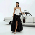 Robe Longue Femme Imprimée Sans Bretelles Noir Carmin / S MAX FOR ME
