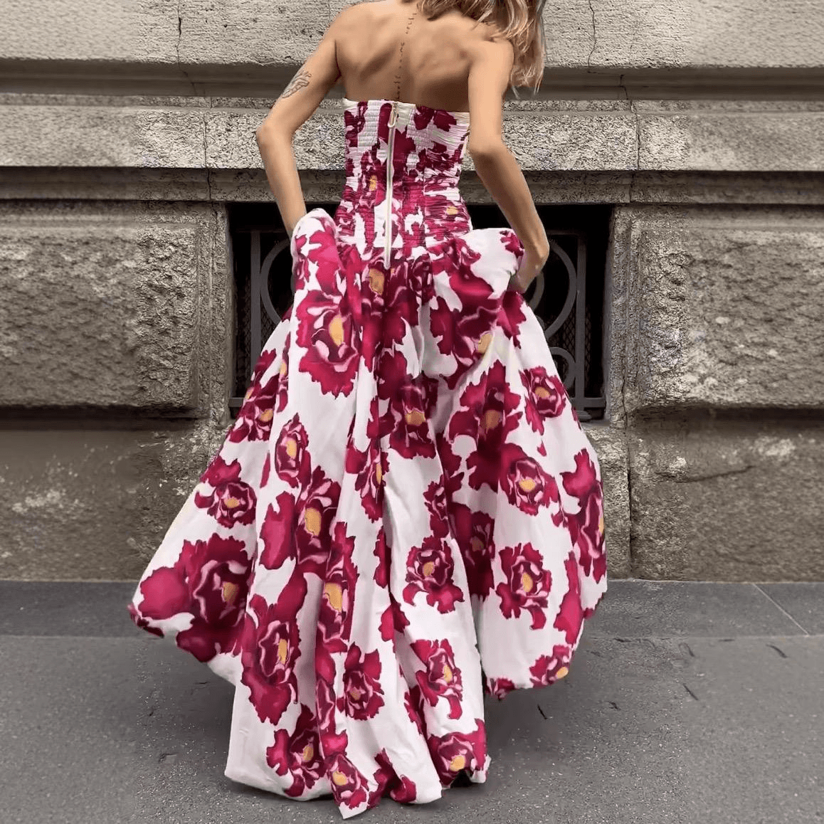 Robe Longue Femme Imprimée Sans Bretelles MAX FOR ME