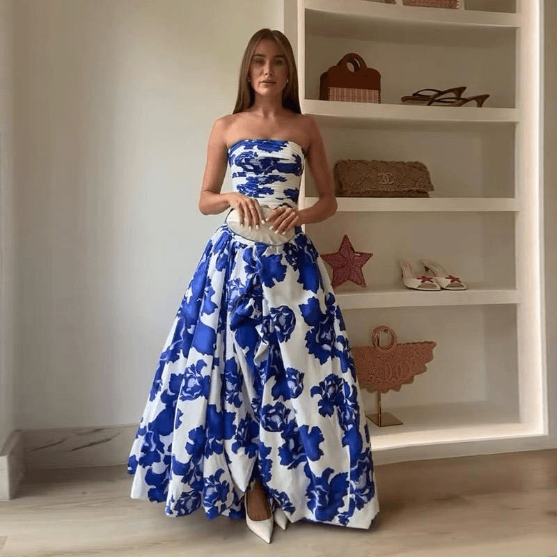 Robe Longue Femme Imprimée Sans Bretelles MAX FOR ME