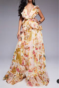 Robe Longue Femme Imprimée Sans Manches Décolleté en V Léopard Sable MAX FOR ME