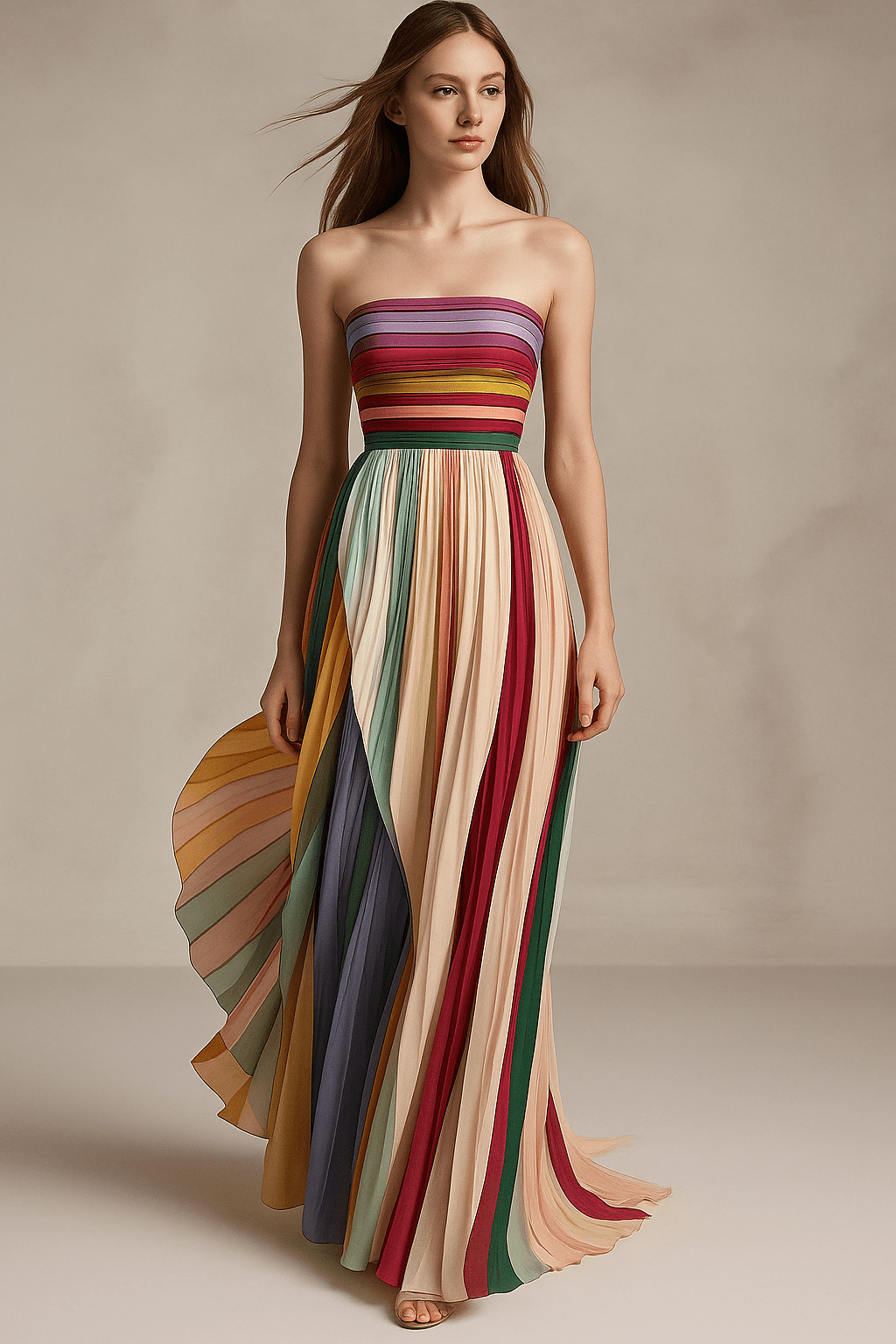 Robe Longue Femme Multicolore en Tissu Léger – Fluide et Élégante MAX FOR ME