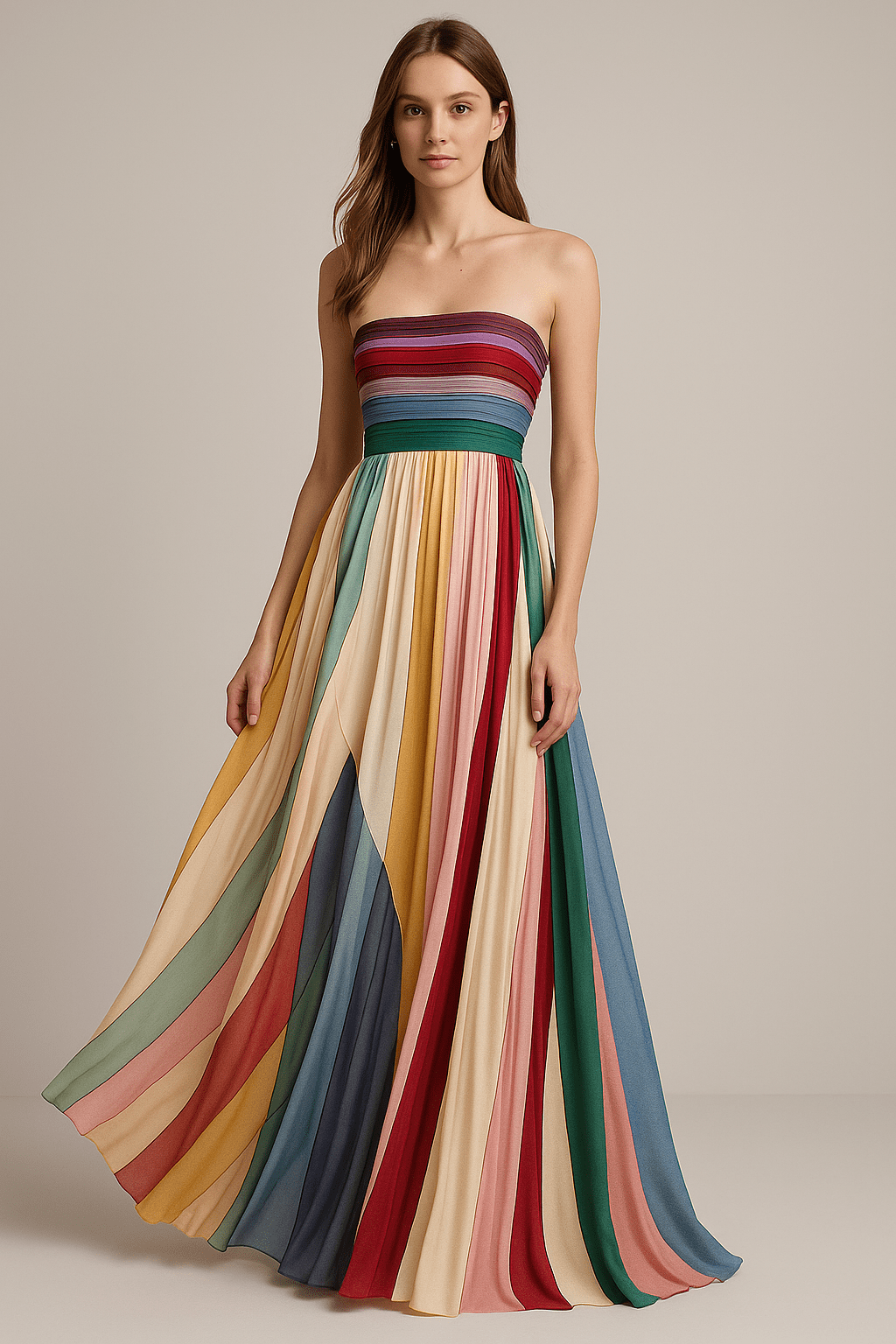 Robe Longue Femme Multicolore en Tissu Léger – Fluide et Élégante MAX FOR ME