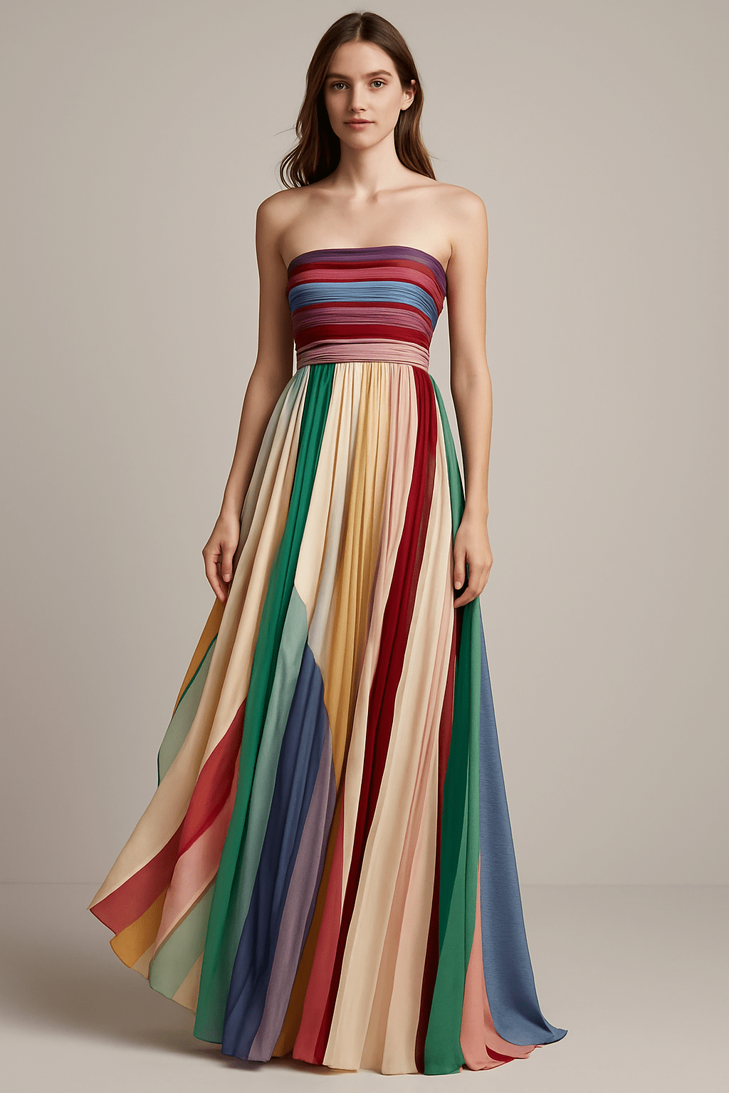 Robe Longue Femme Multicolore en Tissu Léger – Fluide et Élégante MAX FOR ME