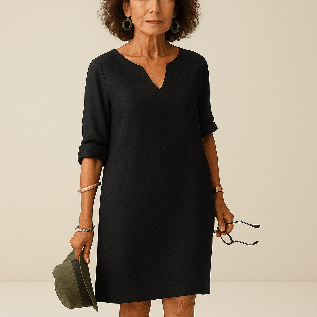 Robe Longue Femme V-Cou - Mélange Soie Mousseline Élégante Noir / S MAX FOR ME