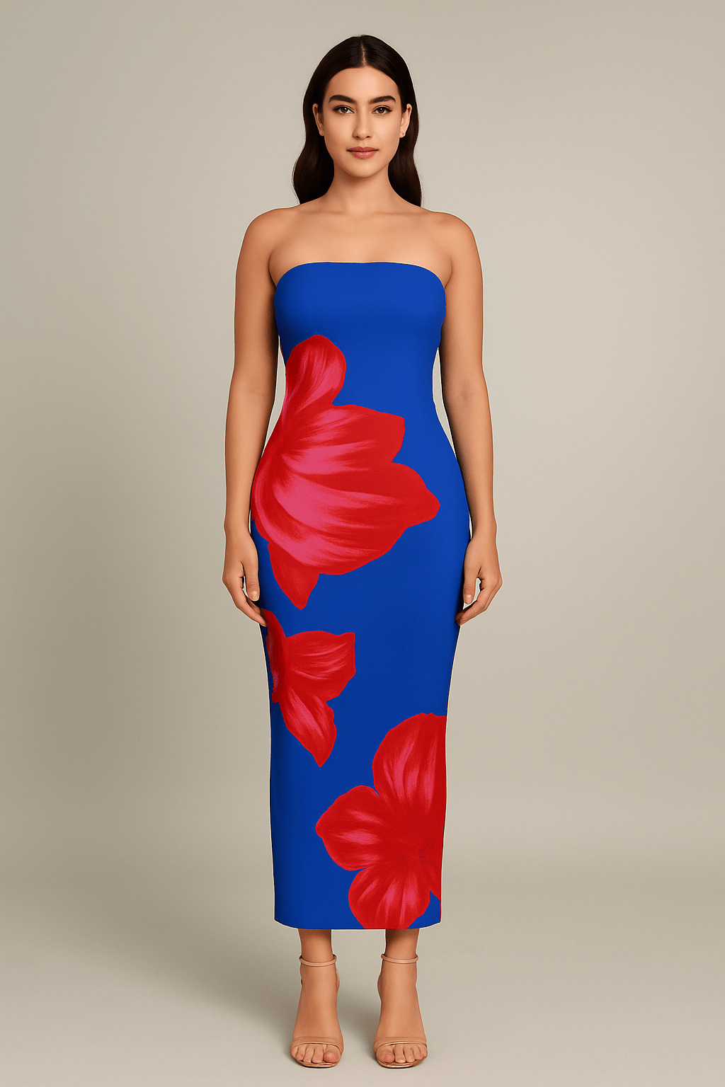 MAX FOR ME Hauts pour femmes Robe Longue Fleurie Contrastée – Épaules Dénudées