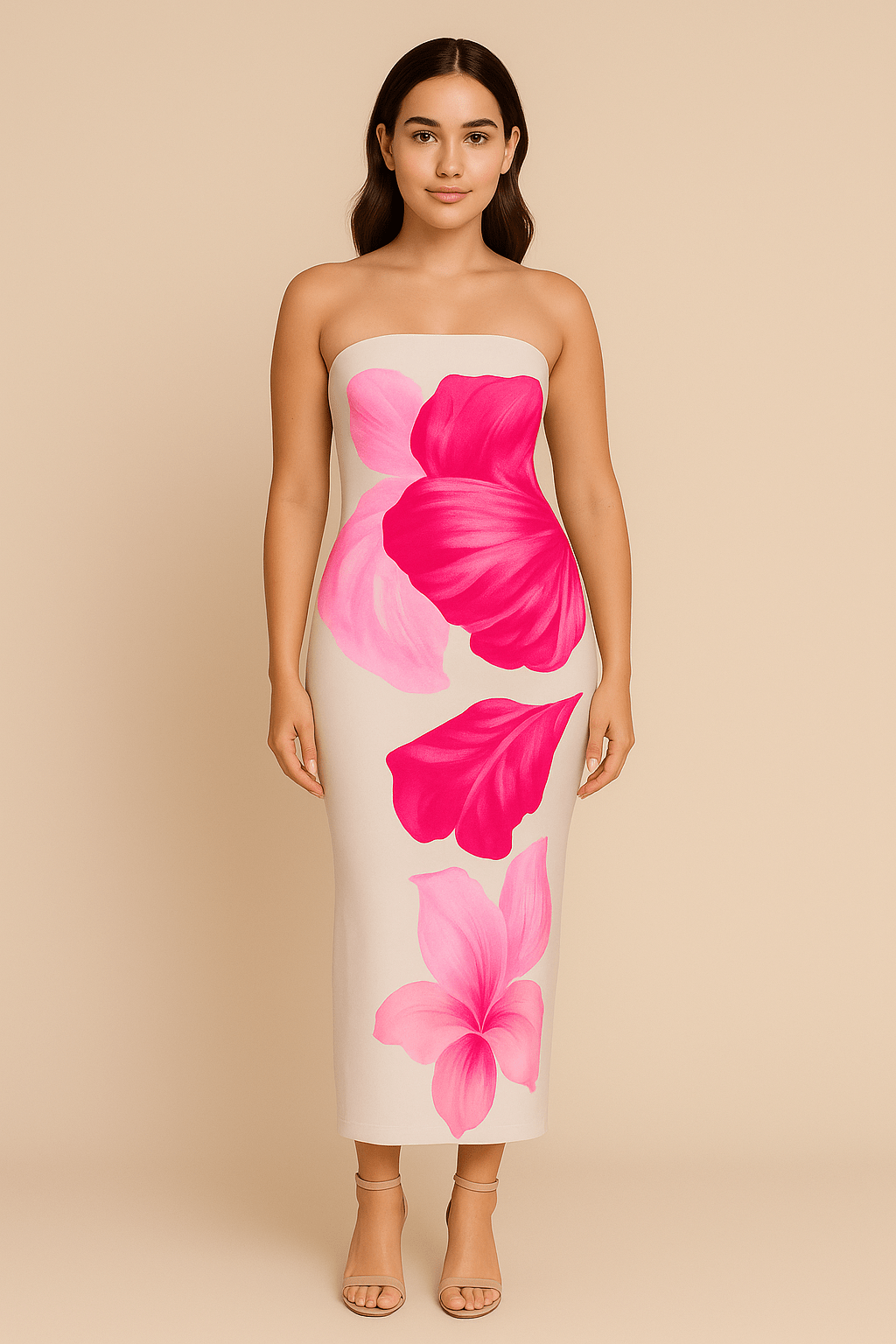 MAX FOR ME Hauts pour femmes Flammes Mandarine / S Robe Longue Fleurie Contrastée – Épaules Dénudées