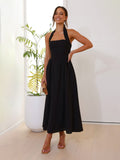 Robe Longue Halterneck– Coton Léger et Décolleté MAX FOR ME