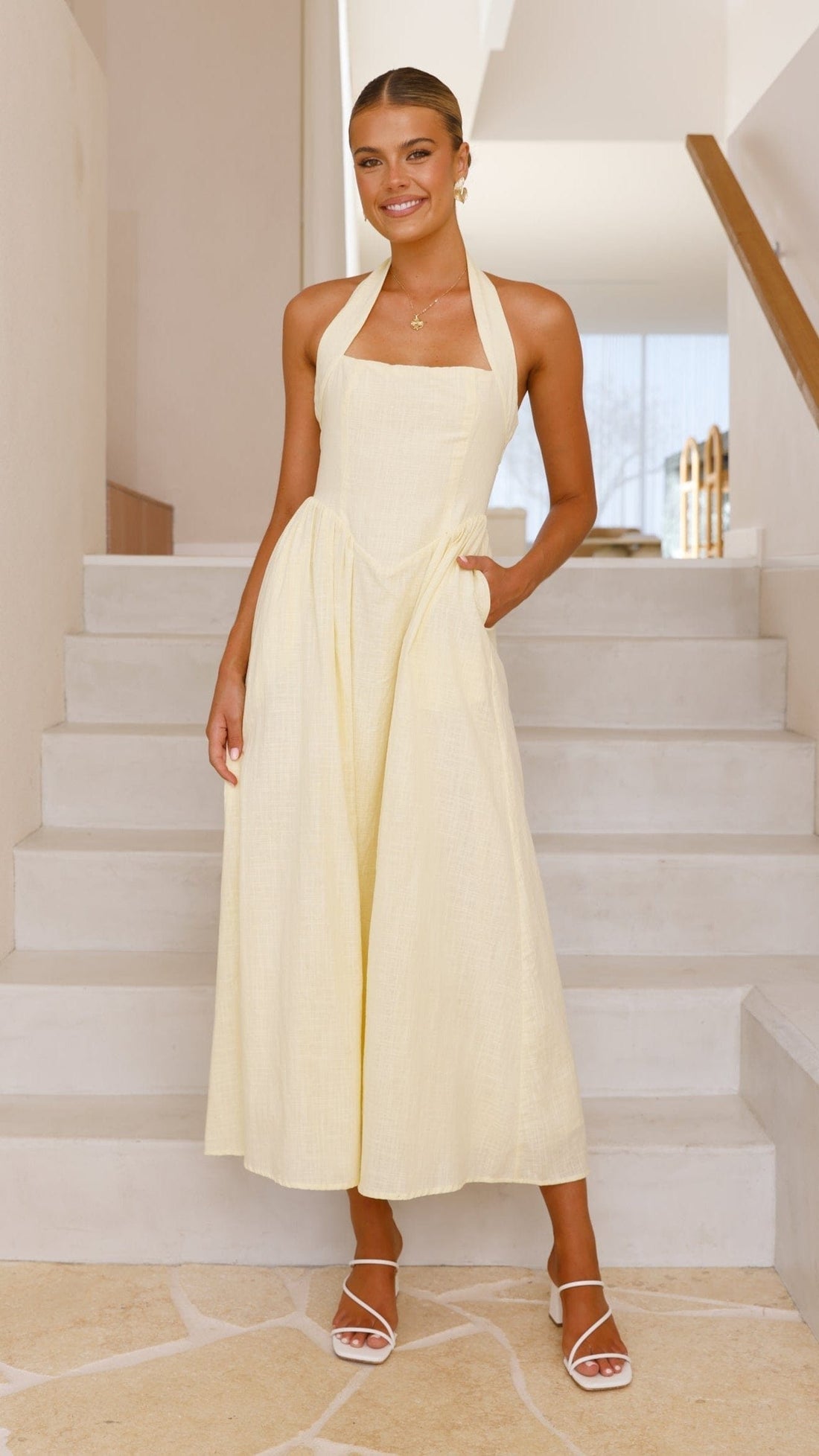 Robe Longue Halterneck– Coton Léger et Décolleté MAX FOR ME