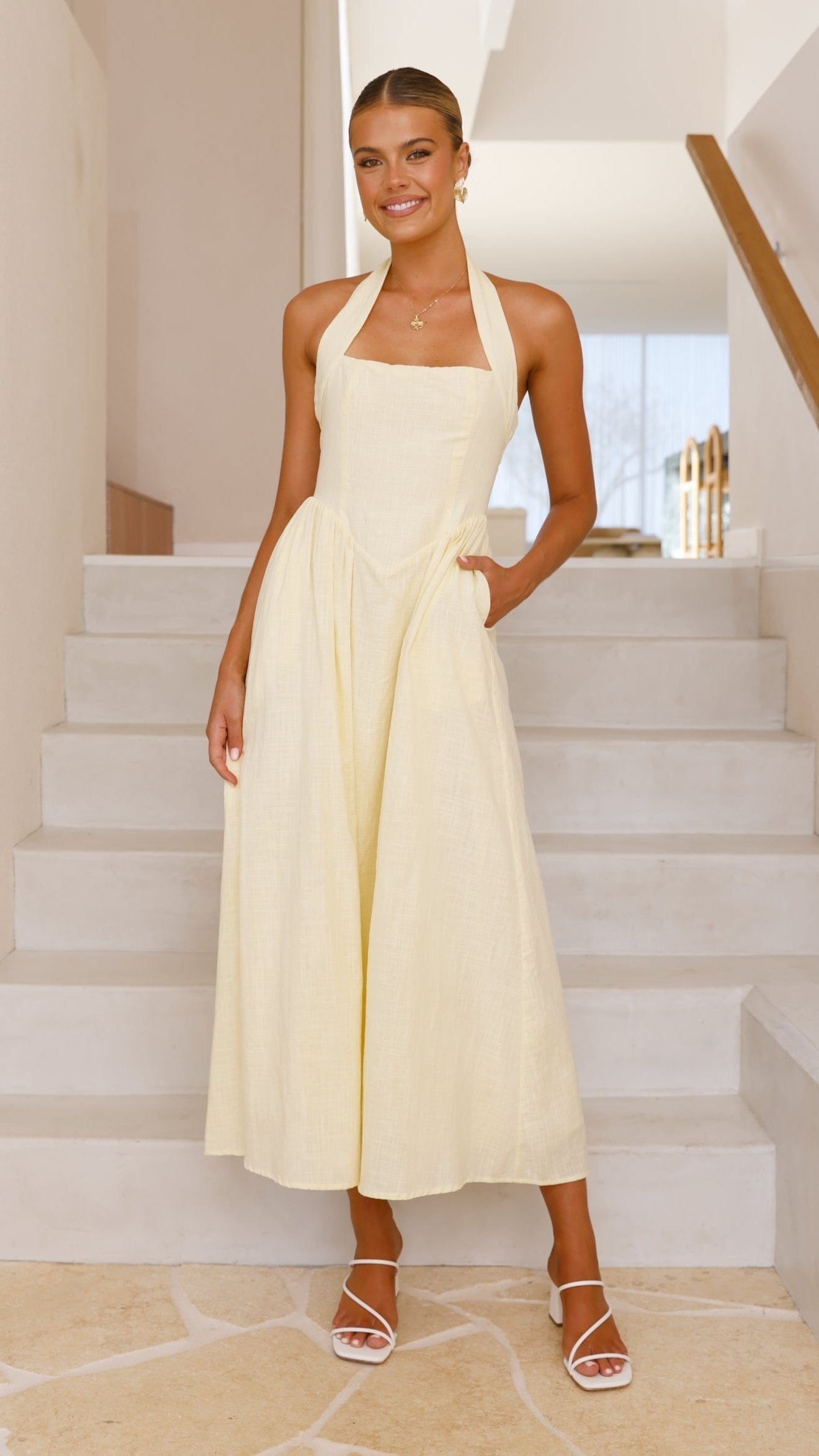 Robe Longue Halterneck– Coton Léger et Décolleté MAX FOR ME