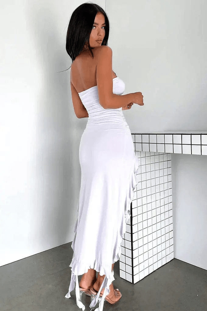 Robe longue Léa en georgette – fluidité sensuelle et détails raffinés MAX for ME