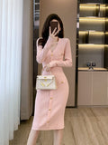 Robe longue maille luxueuse boutons dorés chic élégante automne hiver MAX for ME