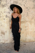 Robe Longue Noire Femme à Volants – Élégance Flottante et Allure Féminine Noir / S MAX FOR ME