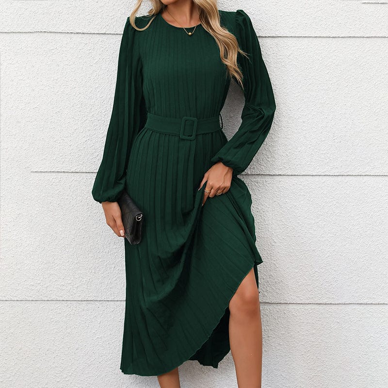 Robe Longue Plissée Verte Vert Sapin / S MAX FOR ME