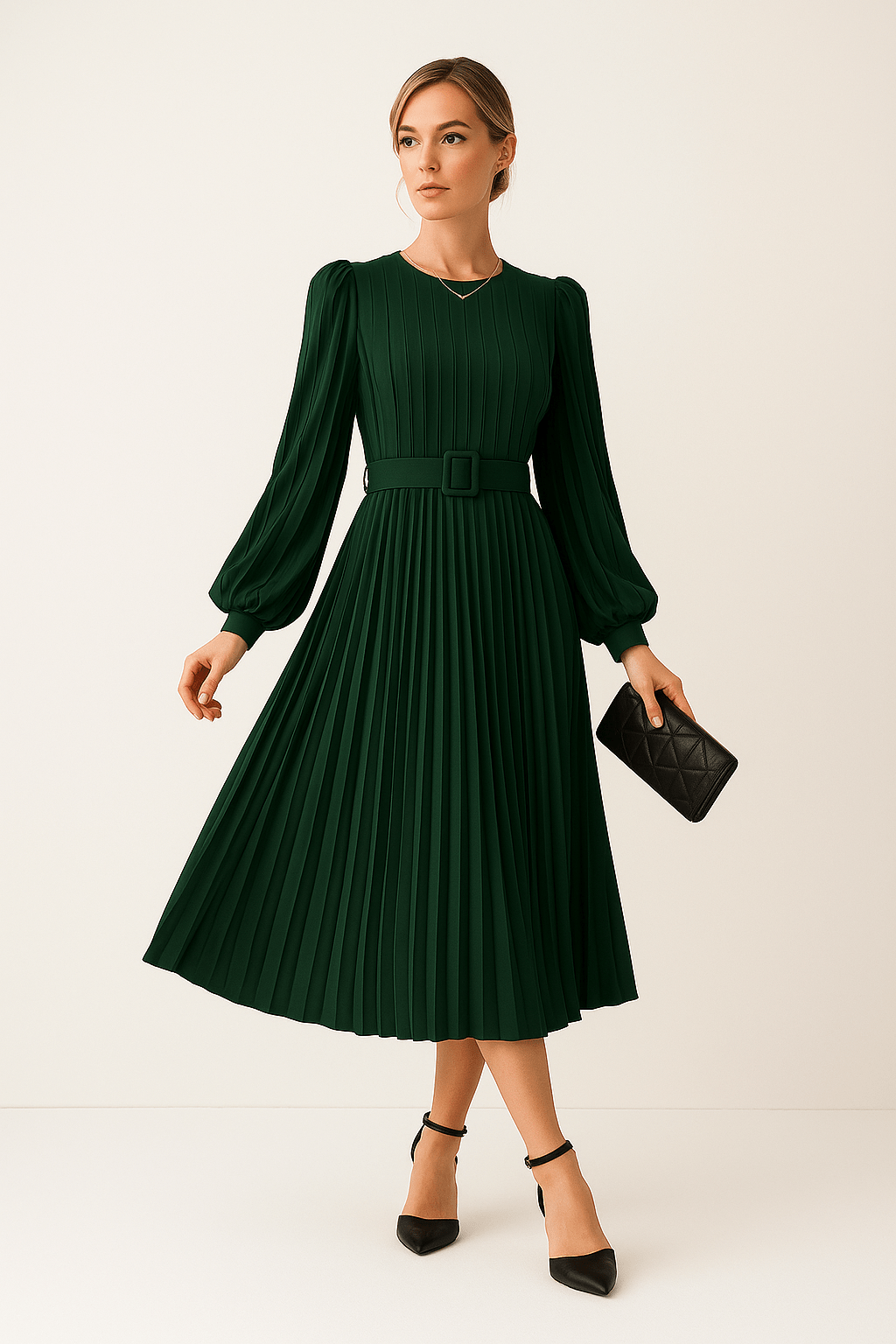 Robe Longue Plissée Verte MAX FOR ME