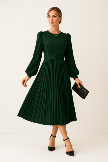 Robe Longue Plissée Verte MAX FOR ME