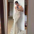 Robe Longue Siempre Satin et Sequins – Finition Artisanale et Effet Lumière MAX for ME